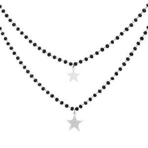 Double Layer Black Crystal Beads Necklace